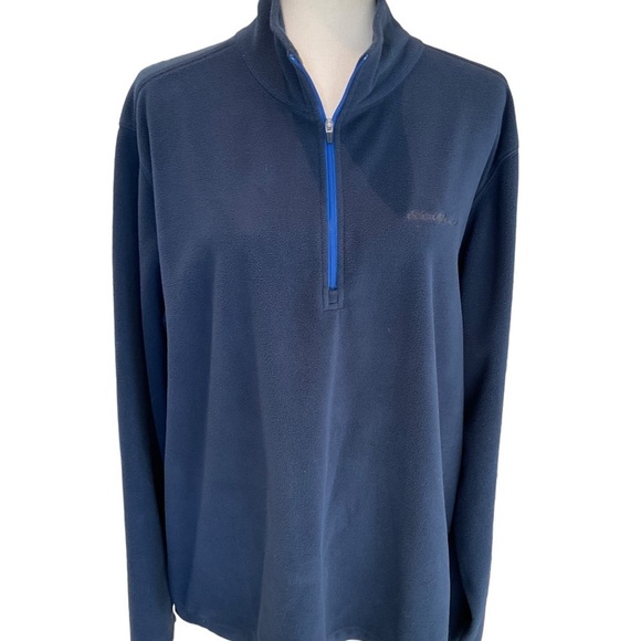 Eddie Bauer Men's Blue 1/4 Zip 100% Polyester Fleece Top - Picture 1 of 9